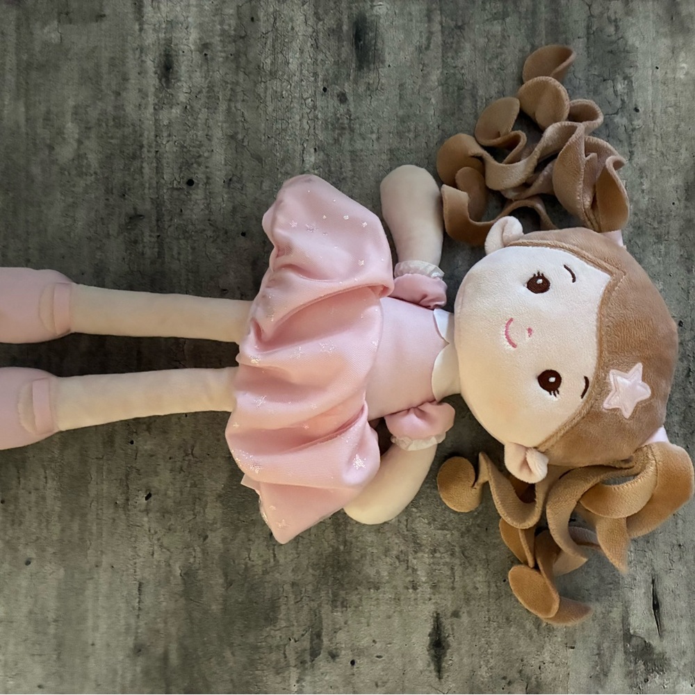 Leyadoll Adorable Pink and Brown Stuffed Doll. My First Doll.